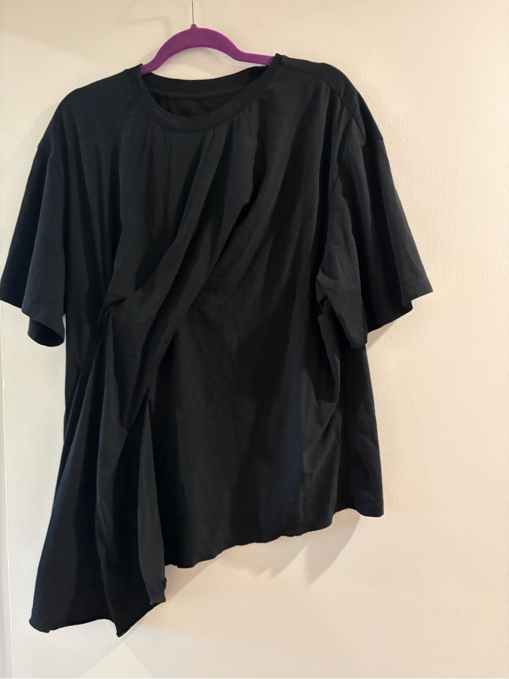 Anthropologie Black Short-Sleeve asymmetrical Crewneck Tee